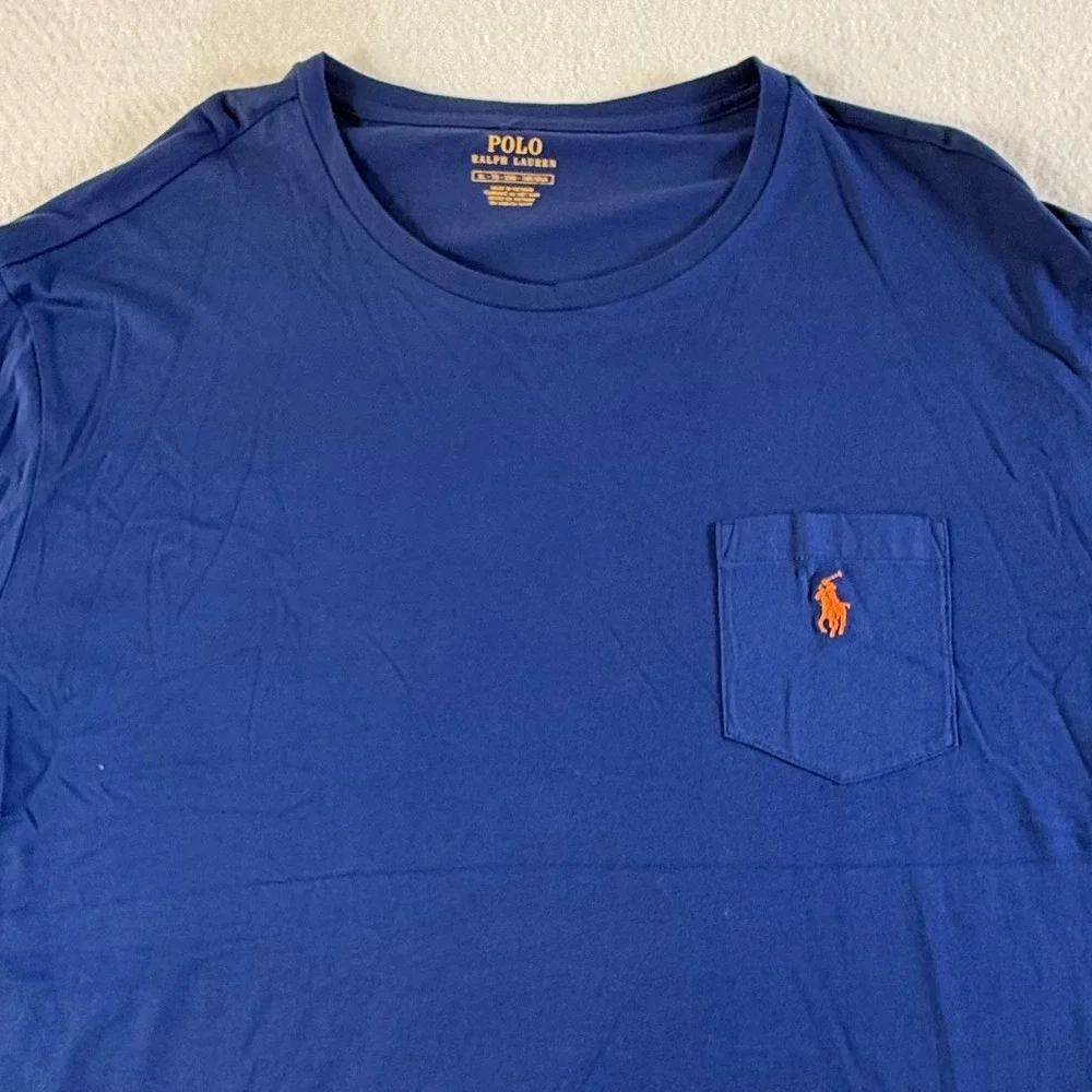 Polo Ralph Lauren Long Sleeve Pocket Tee Mens XL Embroidered Pony Navy Blue